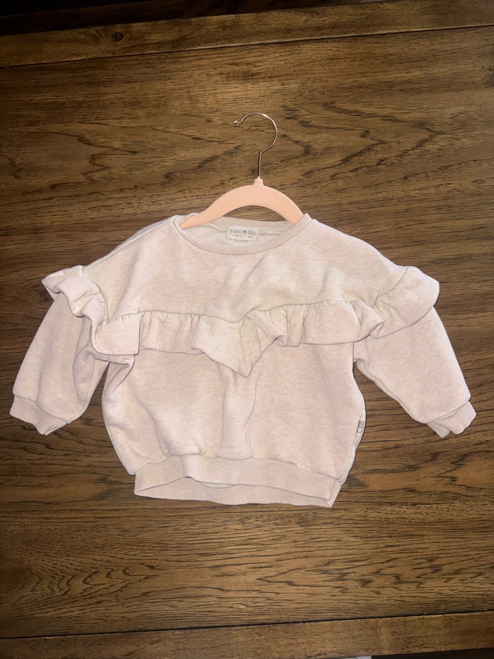 Girls' Pale Pink Ruffle Sweatshirt - Cozy Everyday Pullover